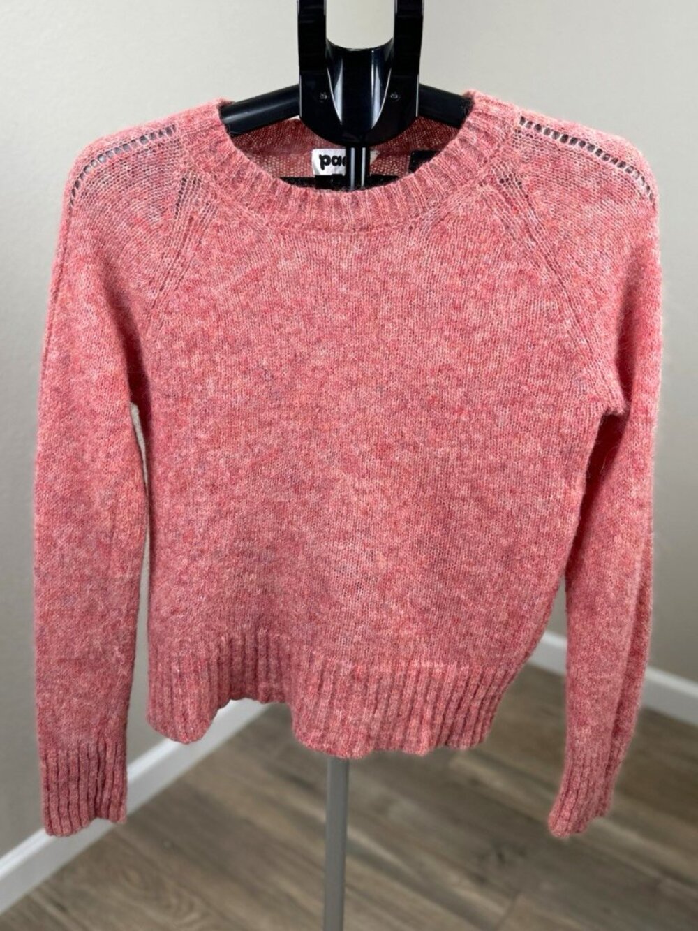 Pacas Women’s S Baby Alpaca Merino Wool Pink Crewneck Pullover Sweater